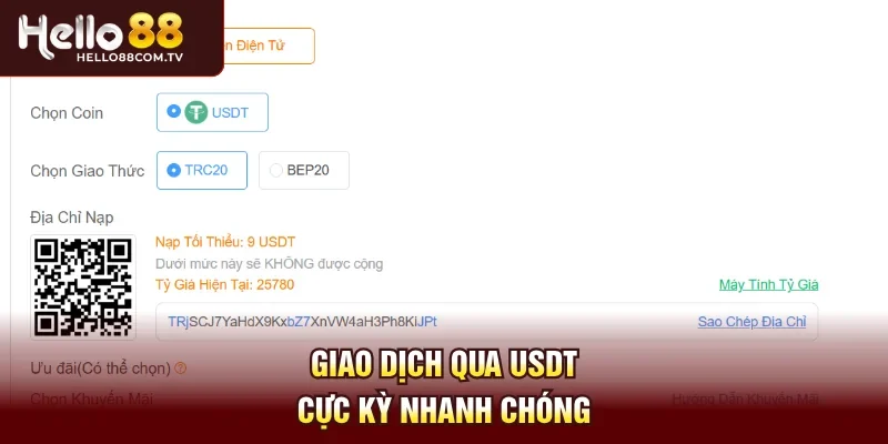 Giao dịch qua USDT cực kỳ nhanh chóng