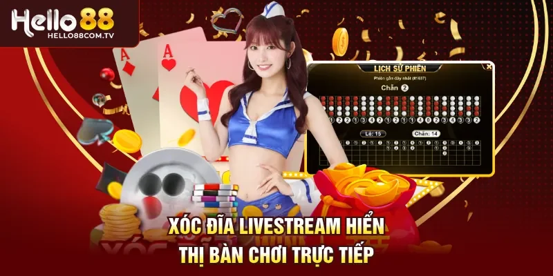 Xóc Đĩa Livestream hiển thị bàn chơi trực tiếp